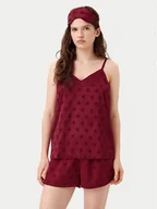 Piżamy damskie - Tommy Hilfiger Piżama UW0UW05551 Bordowy Regular Fit - miniaturka - grafika 1