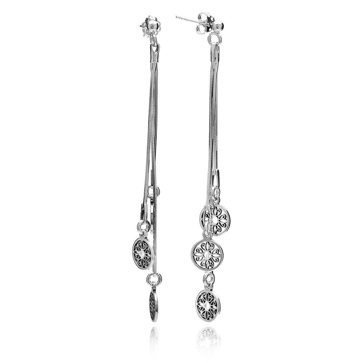 Długie kolczyki kółeczka srebrne rodowane