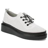 Półbuty damskie - Białe Półbuty Vinceza Wygodne Obuwie Damskie - miniaturka - grafika 1