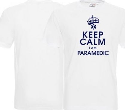 Promostars LPP - Koszulka męska KEEP CALM I AM PARAMEDIC biała