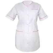 Odzież medyczna - Żakiet medyczny damski biały fartuch lekarski  lamówka amarant 54 - miniaturka - grafika 1