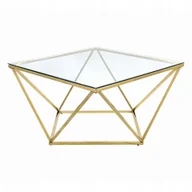 Konsole i sekretarzyki - Stół Stolik Kawowy Złoty Szklany Ława Konsola 80cm - miniaturka - grafika 1