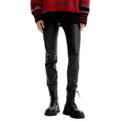 Spodnie damskie - Spodnie damskie Desigual Glasgow legginsy ze skóry syntetycznej-XL - miniaturka - grafika 1