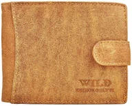 Portfele - Jasny Brąz SKÓRZANY Portfel Męski na ZAPINKĘ Poziomy Młodzieżowy ELEGANCKI - miniaturka - grafika 1