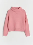 Swetry dla dziewczynek - Reserved - Sweter z szerokim golfem - fioletowy - miniaturka - grafika 1