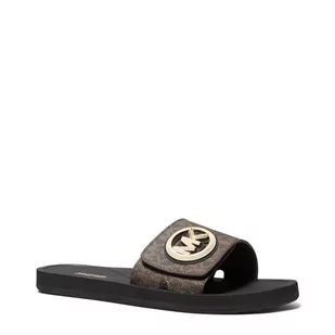 Michael Kors MK Charm Slide, Kapcie Damskie, Brązowy, 38 EU - Kapcie damskie - miniaturka - grafika 1