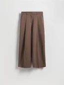 Spodnie damskie - Reserved - Luźne spodnie z kantem - brązowy - miniaturka - grafika 1