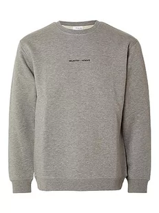 SELECTED HOMME Męska bluza haftowana, Medium Grey Melange, L - Bluzy męskie - miniaturka - grafika 1