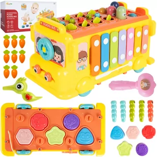 Autobus Edukacyjny Sorter Montessori Cymbałki Zbij Robaczka Młoteczek - Zabawki interaktywne dla dzieci - miniaturka - grafika 1