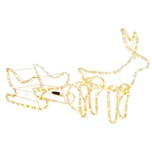 Ozdoby bożonarodzeniowe - Renifer z saniami Led ozdoba świetlna 120 cm dekoracja biały ciepły - miniaturka - grafika 1