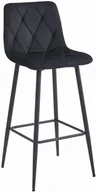 Taborety i hokery - Czarny welurowy hoker metalowy z oparciem L7-L81 - miniaturka - grafika 1