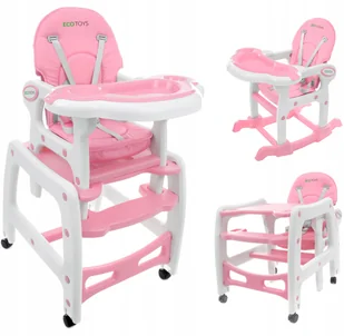 Ecotoys Fotelik bujany do karmienia 3w1 różowy 1098 - Krzesełka do karmienia - miniaturka - grafika 1