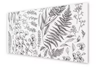 Dekoracje domu - Panel kuchenny HOMEPRINT Liście vintage biało czarne 100x50 cm - miniaturka - grafika 1
