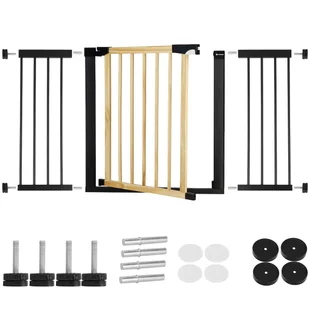Barierka na schody 75-138 cm bramka rozporowa, zabezpieczająca brązowo-czarna - Zabezpieczenia dla dzieci - miniaturka - grafika 1