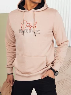 Bluza męska z kapturem beżowa Dstreet BX5714-S - Bluzy męskie - miniaturka - grafika 1