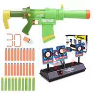Zabawki militarne - Zestaw Pistolet Nerf Fortnite SMG-ZESTY Elite F0319 +Elektroniczna Tarcza 3 cele +20 strzałek Accu - miniaturka - grafika 1