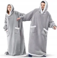 Bluzy damskie - BLUZA KOC KOCOBLUZA CIEPŁA DLA DOROSŁYCH DŁUGA KOCYK SZARA DŁUGA MIĘKKA - miniaturka - grafika 1