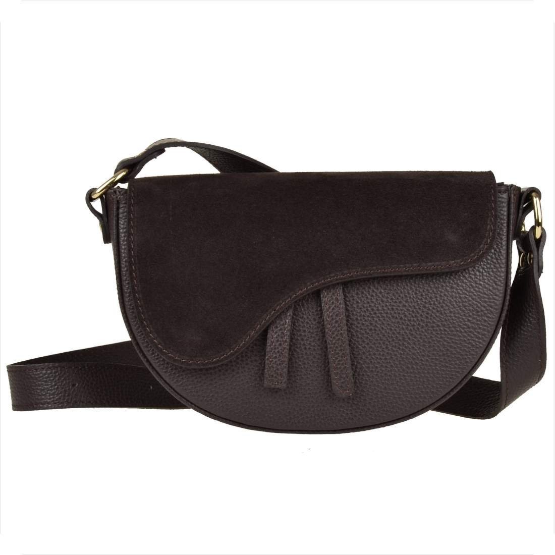 Borse in Pelle Torebka ze skóry naturalnej listonoszka brąz czekolada z zamszem