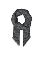 Apaszki i szaliki damskie - Calvin Klein Chusta Aop Monogram Jacquard LV04F8054G Czarny - miniaturka - grafika 1