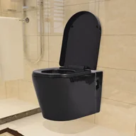 Miski WC - VidaXL Podwieszana toaleta ceramiczna, czarna - miniaturka - grafika 1