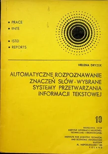 Automatyczne rozpoznawanie znaczeń słów Wybrane systemy przetwarzania informacji tekstowej - Systemy operacyjne i oprogramowanie - miniaturka - grafika 1