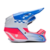 Kaski motocyklowe - Kask Cross FOX V1 Collect Niebieski/RóżowyM - miniaturka - grafika 1