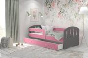Łóżka dla dzieci i młodzieży - Łóżko dziecięce 180x80 szary róż  HAPPY - miniaturka - grafika 1