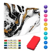 Tablice i flipcharty - Allboards Tablica magnetyczna metalowa MARMUR ZŁOTY BIAŁY 60x40cm MetalBoards blacha z nadrukiem na wszystkie rodzaje magnesów + zestaw akcesoriów GRATIS MB64_00012 - miniaturka - grafika 1