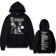 Swetry męskie - Raper Tupac 2pac Hip Hop Bluza z kapturem Moda męska Mężczyźni Kobiety Oversize Sweter Męski czarny streetwear Mężczyzna Bluza vintage ciemny szary M - miniaturka - grafika 1