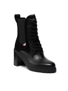 Botki damskie - Tommy Hilfiger Botki Th Outdoor Heel Lace Up Boot FW0FW05942 Czarny - grafika 1