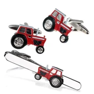 Spinki do mankietów i krawatów - Komplet biżuterii Czerwony Traktor SDK-1366 - miniaturka - grafika 1