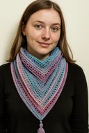 Apaszki i szaliki damskie - Kolorowa mała chusta apaszka zapinana z chwostem ręcznie robiona - miniaturka - grafika 1