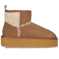 Śniegowce damskie - Buty Emu Australia Stinger Knit Flatform W13143CHES - brązowe - miniaturka - grafika 1