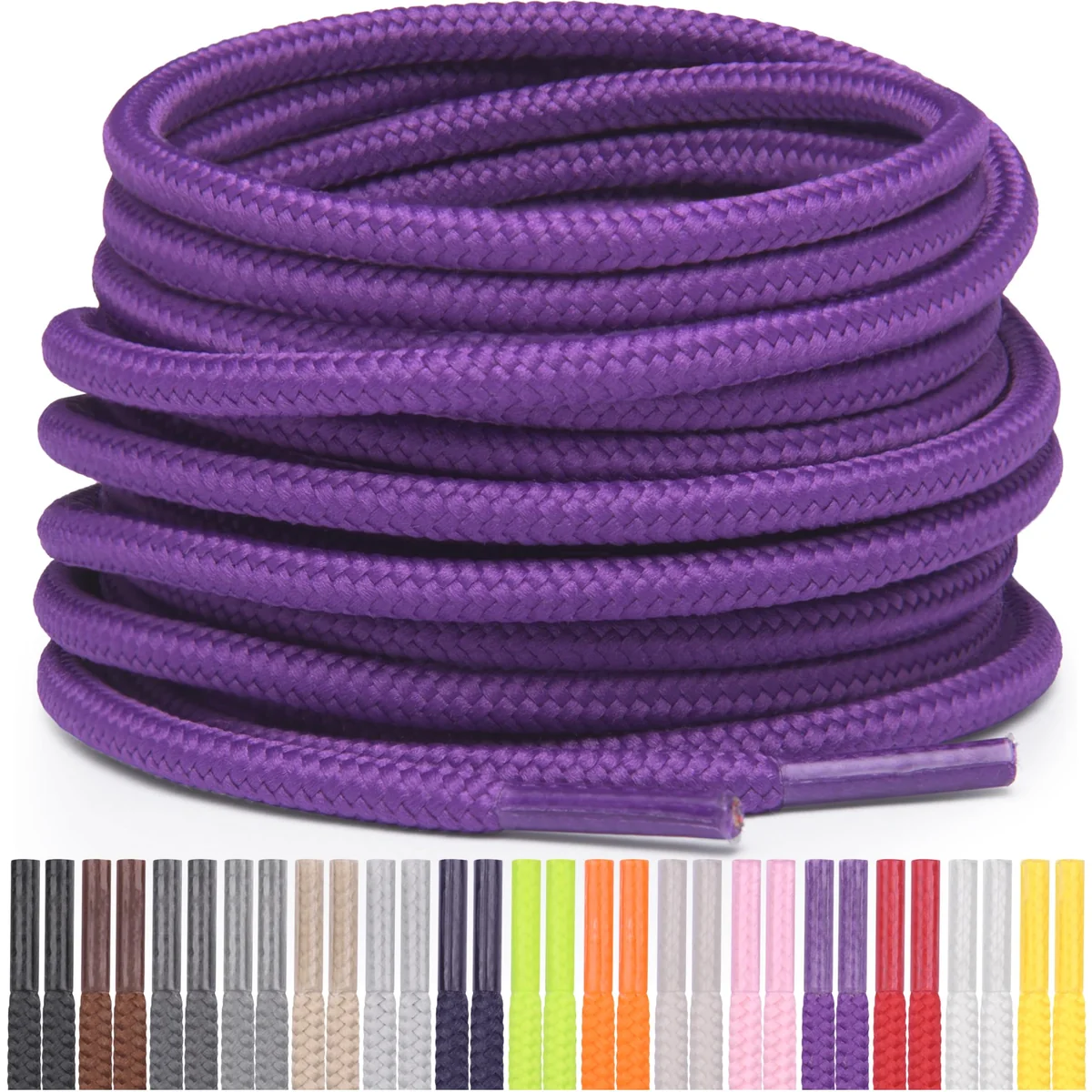 Miscly Sznurówki Okrągłe do Obuwia, Adidasów i Butów Wysokich, Dostępne w Wielu Długościach i Kolorach (Fioletowy, 114 cm)
