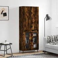 Witryny - vidaXL Witrynka przydymiony dąb 69,5x34x180 cm materiał drewnopochodny - miniaturka - grafika 1