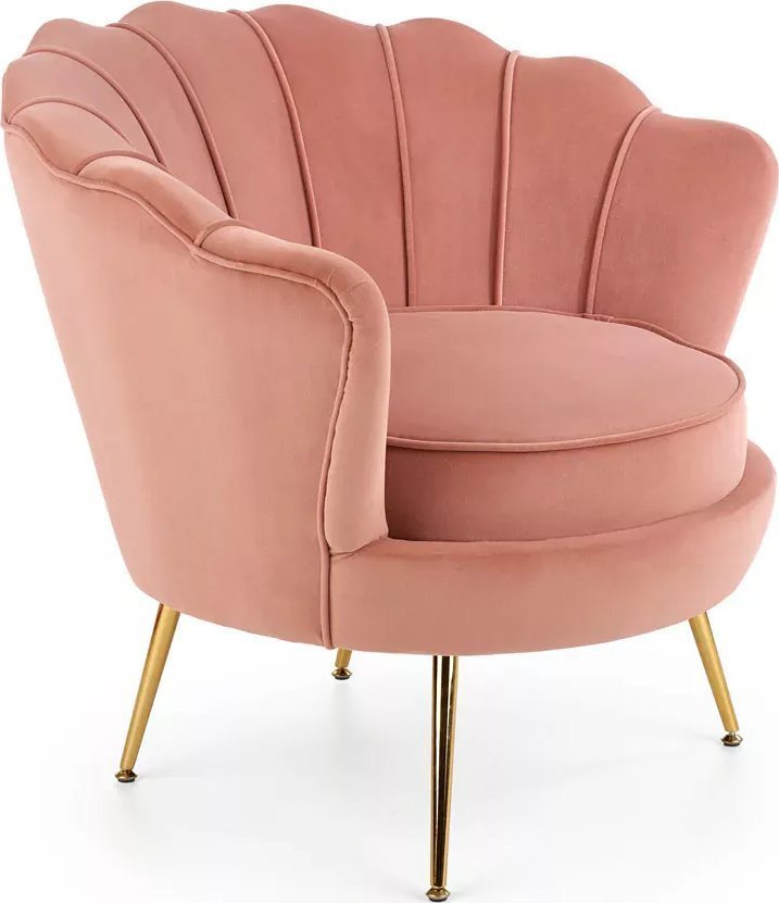 Elior Różowy welurowy fotel muszelka - Vimero 3X