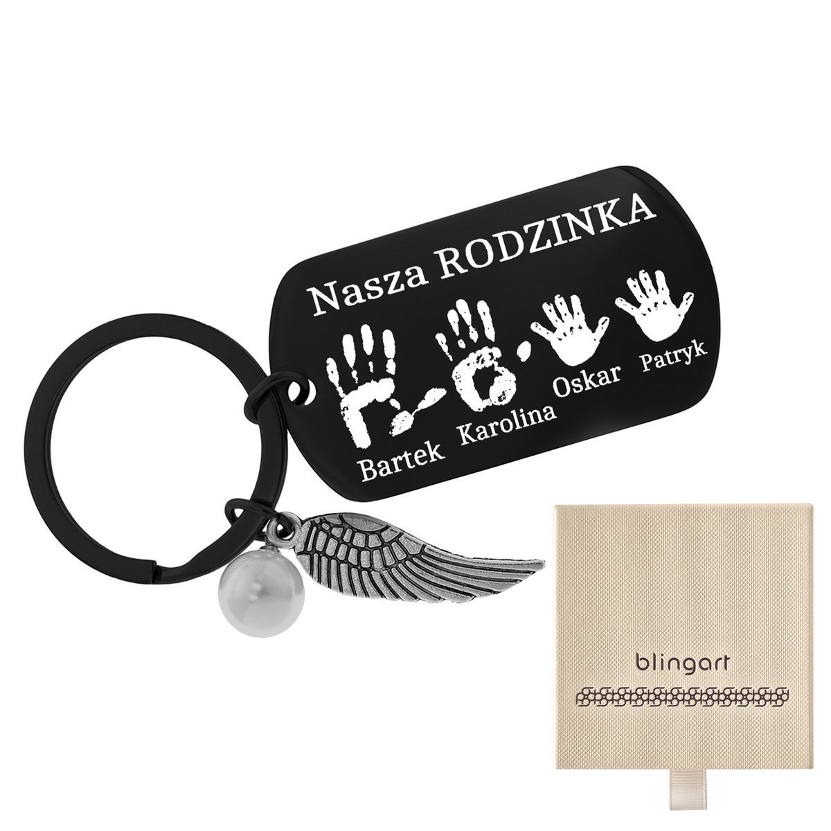 Brelok do kluczy zawieszka GRAWER perła SKRZYDŁO