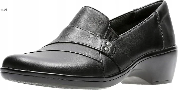 CLARKS CZARNE PÓŁBUTY DAMSKIE Z GŁADKĄ PODESZWĄ 41,5 6PA