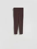 Spodnie damskie - Reserved - Bawełniane legginsy - ciemnobrązowy - miniaturka - grafika 1