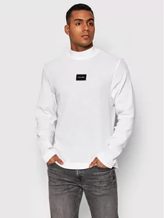 Bluzy męskie - Calvin Klein Longsleeve Textured Mock Grid K10K109053 Biały Regular Fit - grafika 1