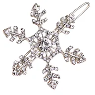 Ozdoby do włosów - Spinka do Włosów Srebrna Śnieżynka Świąteczna z Cyrkoniami Prezent Święta - miniaturka - grafika 1
