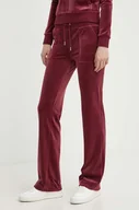 Spodnie damskie - Juicy Couture spodnie dresowe welurowe kolor bordowy gładkie JCAP180 - miniaturka - grafika 1