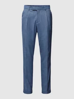 Spodnie męskie - Spodnie materiałowe o kroju regular fit w pepitkę - grafika 1