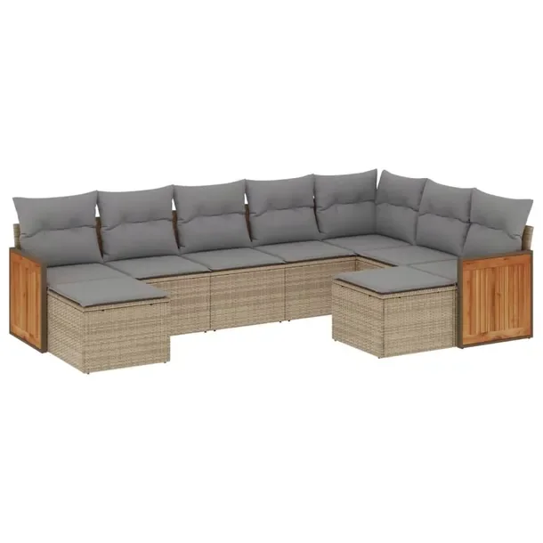 Zestaw mebli ogrodowych modułowych beżowy z poduszkami (55-62 x 37-69 cm)