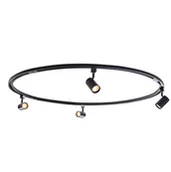 Lampy sufitowe - QAZQA Nowoczesny system oświetlenia szynowego z 4 okrągłymi reflektorami czarnymi 1-fazowymi - Iconic Jeana - miniaturka - grafika 1