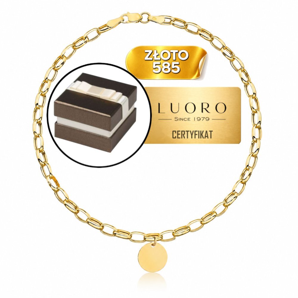 BRANSOLETKA ZŁOTA 585 14K SPLĄTANE OGNIWA KÓŁECZKO 19 CM ELEGANCKA