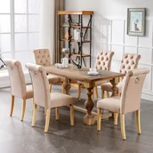 Krzesła - Krzesła do jadalni Flieks zestaw 4 sztuk, krzesło kuchenne z nogami z litego drewna, krzesło do salonu tapicerowane z oparciem, krzesło do jadalni, kuchnia, salon, brązowe - miniaturka - grafika 1