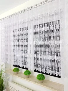 FIRANA GOTOWA GIPIURA NOWOCZESNA FIRANKA DO SALONU POKOJU BIAŁA 400/120CM - Firany - miniaturka - grafika 1