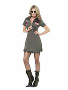Koszulki i topy damskie - Smiffys Smiffys, Seksowny damski kostium Top Gun Deluxe, sukienka i okulary przeciwsłoneczne, Top Gun, rozmiar: S, 26854 26854S - miniaturka - grafika 1