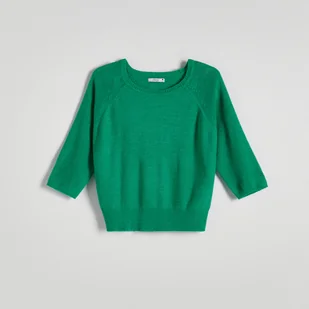 Reserved - Gładki sweter - Zielony - Swetry damskie - miniaturka - grafika 1